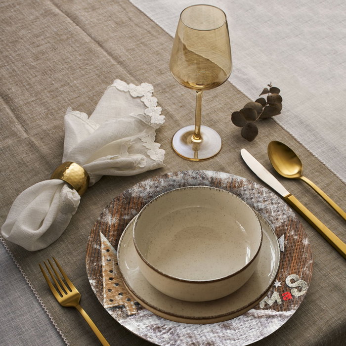 Hermia 4096 Mantel de Comedor, Poliéster y Algodón, Diámetro 37 cm, 4 Piezas